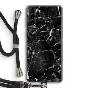 CaseCompany Zwart Marmer 2: Samsung Galaxy S21 Plus Transparant Hoesje met koord