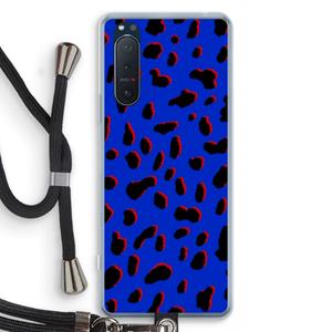 CaseCompany Blue Leopard: Sony Xperia 5 II Transparant Hoesje met koord