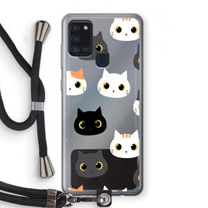 CaseCompany Katten: Samsung Galaxy A21s Transparant Hoesje met koord