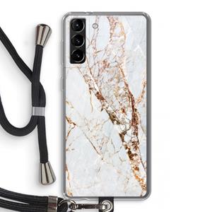 CaseCompany Goud marmer: Samsung Galaxy S21 Plus Transparant Hoesje met koord