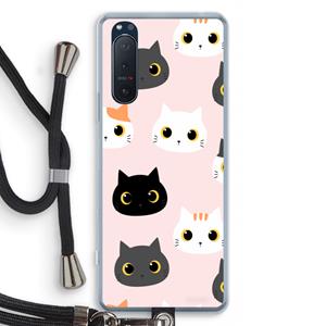 CaseCompany Katten: Sony Xperia 5 II Transparant Hoesje met koord