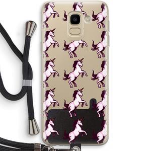 CaseCompany Musketon Unicorn: Samsung Galaxy J6 (2018) Transparant Hoesje met koord
