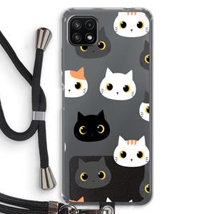 CaseCompany Katten: Samsung Galaxy A22 5G Transparant Hoesje met koord