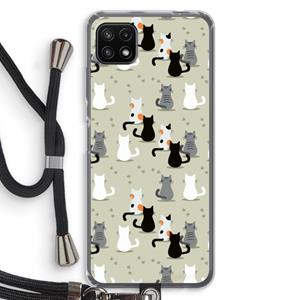 CaseCompany Katten: Samsung Galaxy A22 5G Transparant Hoesje met koord