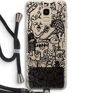 CaseCompany Vexx Black Mixtape: Samsung Galaxy J6 (2018) Transparant Hoesje met koord