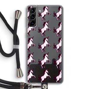 CaseCompany Musketon Unicorn: Samsung Galaxy S21 Plus Transparant Hoesje met koord