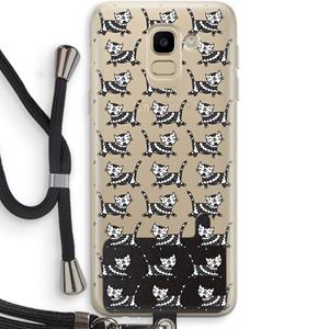 CaseCompany Zwarte poes: Samsung Galaxy J6 (2018) Transparant Hoesje met koord