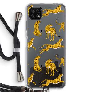 CaseCompany Luipaard: Samsung Galaxy A22 5G Transparant Hoesje met koord
