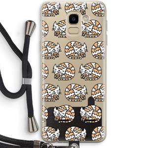 CaseCompany Slapende poes: Samsung Galaxy J6 (2018) Transparant Hoesje met koord