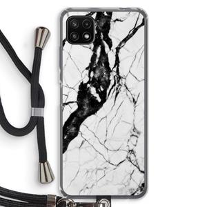 CaseCompany Witte marmer 2: Samsung Galaxy A22 5G Transparant Hoesje met koord