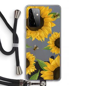 CaseCompany Sunflower and bees: Samsung Galaxy A72 5G Transparant Hoesje met koord
