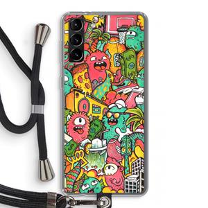 CaseCompany Vexx City: Samsung Galaxy S21 Plus Transparant Hoesje met koord