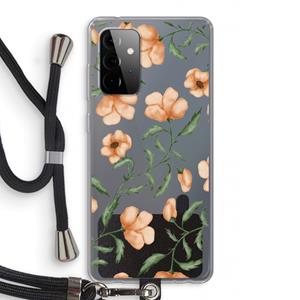 CaseCompany Peachy flowers: Samsung Galaxy A72 5G Transparant Hoesje met koord