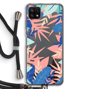 CaseCompany Tropisch: Samsung Galaxy A22 5G Transparant Hoesje met koord