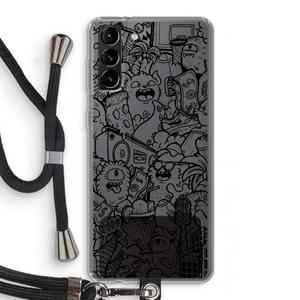 CaseCompany Vexx Black City : Samsung Galaxy S21 Plus Transparant Hoesje met koord