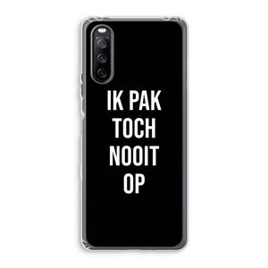 CaseCompany Ik pak nooit op - Zwart: Sony Xperia 10 III Transparant Hoesje