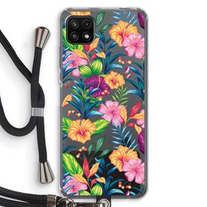 CaseCompany Tropisch 2: Samsung Galaxy A22 5G Transparant Hoesje met koord