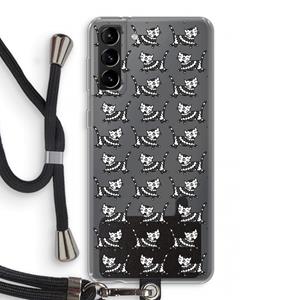 CaseCompany Zwarte poes: Samsung Galaxy S21 Plus Transparant Hoesje met koord