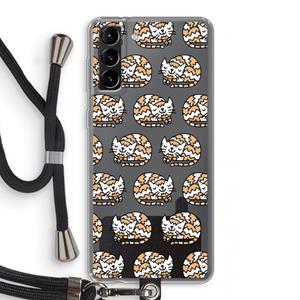 CaseCompany Slapende poes: Samsung Galaxy S21 Plus Transparant Hoesje met koord