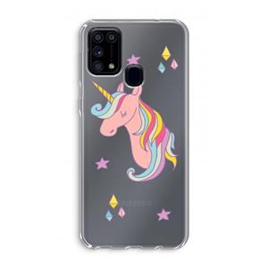 CaseCompany Roze eenhoorn: Samsung Galaxy M31 Transparant Hoesje