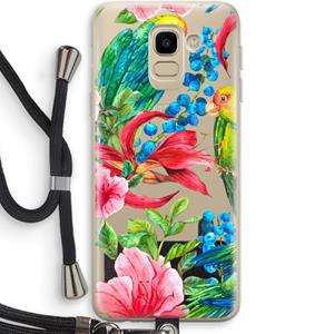 CaseCompany Papegaaien: Samsung Galaxy J6 (2018) Transparant Hoesje met koord