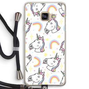 CaseCompany Rainbow Unicorn: Samsung Galaxy A3 (2016) Transparant Hoesje met koord