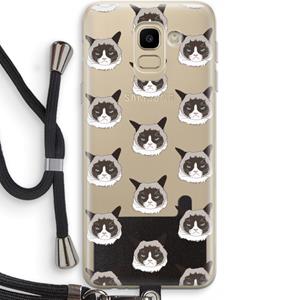 CaseCompany It's a Purrr Case: Samsung Galaxy J6 (2018) Transparant Hoesje met koord