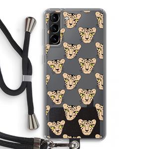 CaseCompany Tijger: Samsung Galaxy S21 Plus Transparant Hoesje met koord