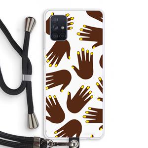 CaseCompany Hands dark: Samsung Galaxy A71 Transparant Hoesje met koord