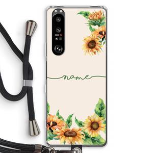 CaseCompany Zonnebloemen: Sony Xperia 1 III Transparant Hoesje met koord