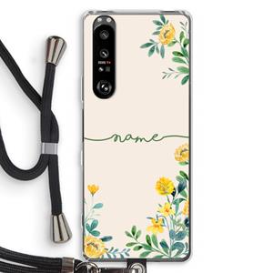 CaseCompany Gele bloemen: Sony Xperia 1 III Transparant Hoesje met koord