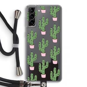 CaseCompany Cactus Lover: Samsung Galaxy S21 Plus Transparant Hoesje met koord