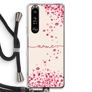 CaseCompany Hartjes en kusjes: Sony Xperia 1 III Transparant Hoesje met koord