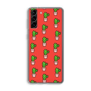 CaseCompany Mini cactus: Samsung Galaxy S21 Plus Transparant Hoesje