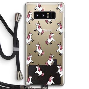 CaseCompany Eenhoorns overal: Samsung Galaxy Note 8 Transparant Hoesje met koord