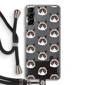 CaseCompany It's a Purrr Case: Samsung Galaxy S21 Plus Transparant Hoesje met koord
