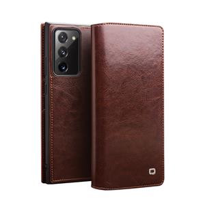 Qialino echt lederen luxe wallet hoes - Samsung Galaxy Note 20 - Bruin