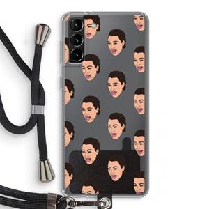 CaseCompany Ugly Cry Call: Samsung Galaxy S21 Plus Transparant Hoesje met koord