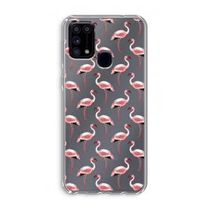 CaseCompany Flamingoprint groen: Samsung Galaxy M31 Transparant Hoesje