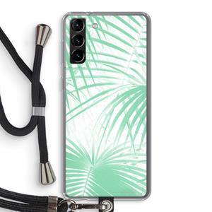 CaseCompany Palmbladeren: Samsung Galaxy S21 Plus Transparant Hoesje met koord