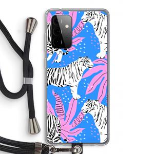 CaseCompany Tijger: Samsung Galaxy A72 5G Transparant Hoesje met koord
