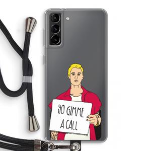 CaseCompany Gimme a call: Samsung Galaxy S21 Plus Transparant Hoesje met koord