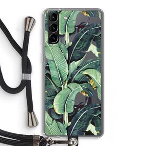 CaseCompany Bananenbladeren: Samsung Galaxy S21 Plus Transparant Hoesje met koord