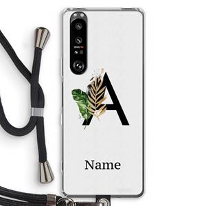 CaseCompany Charcoal Flora: Sony Xperia 1 III Transparant Hoesje met koord