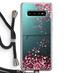 CaseCompany Hartjes en kusjes: Samsung Galaxy S10 Plus Transparant Hoesje met koord