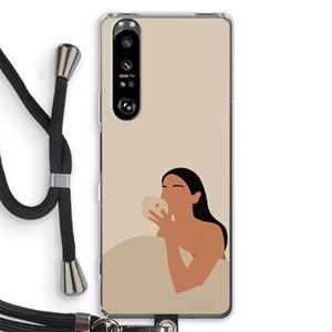 CaseCompany Fresh coffee: Sony Xperia 1 III Transparant Hoesje met koord