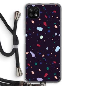 CaseCompany Dark Rounded Terrazzo: Samsung Galaxy A22 5G Transparant Hoesje met koord