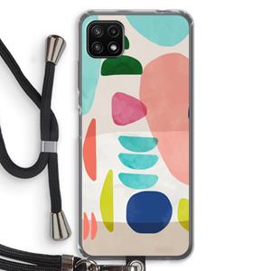 CaseCompany Bold Rounded Shapes: Samsung Galaxy A22 5G Transparant Hoesje met koord