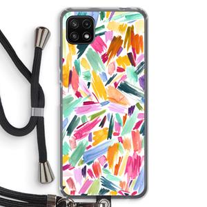 CaseCompany Watercolor Brushstrokes: Samsung Galaxy A22 5G Transparant Hoesje met koord