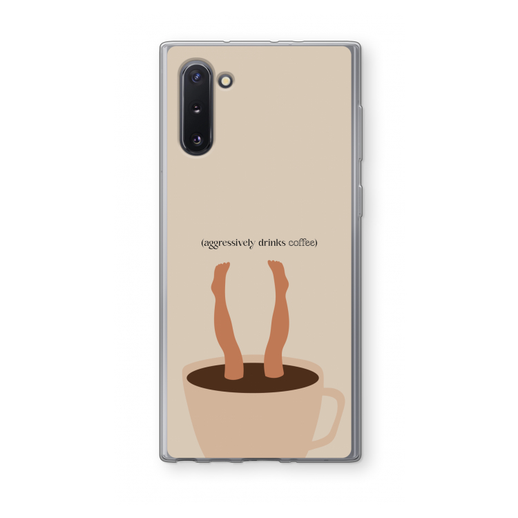 CaseCompany Aggressively drinks coffee: Samsung Galaxy Note 10 Transparant Hoesje